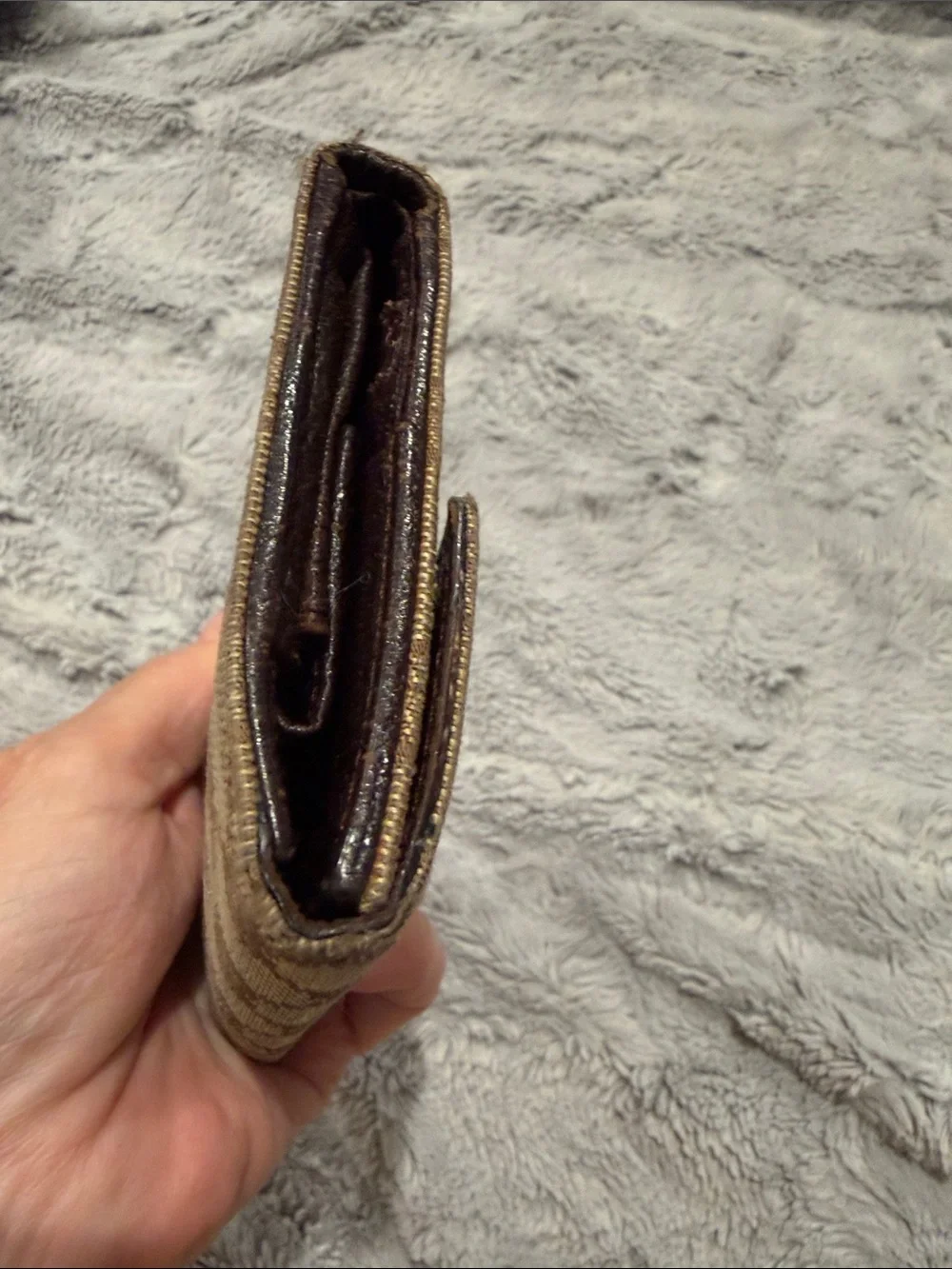 Gucci Beige and Brown Eclipse GG Canvas Snap Wallet with Silver-Tone Closure